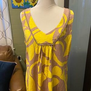 Boden Yellow and Dark Taupe Dress